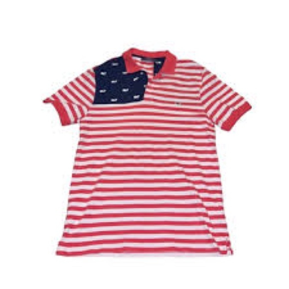 Vineyard Vines Red and Blue Striped Polo Shirt